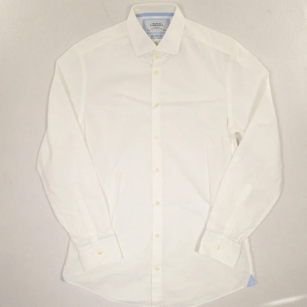 Charles Tyrwhitt Button Up Shirt Extra Slim Fit Cutaway Collar White Men 15.5/34 - Picture 3 of 8